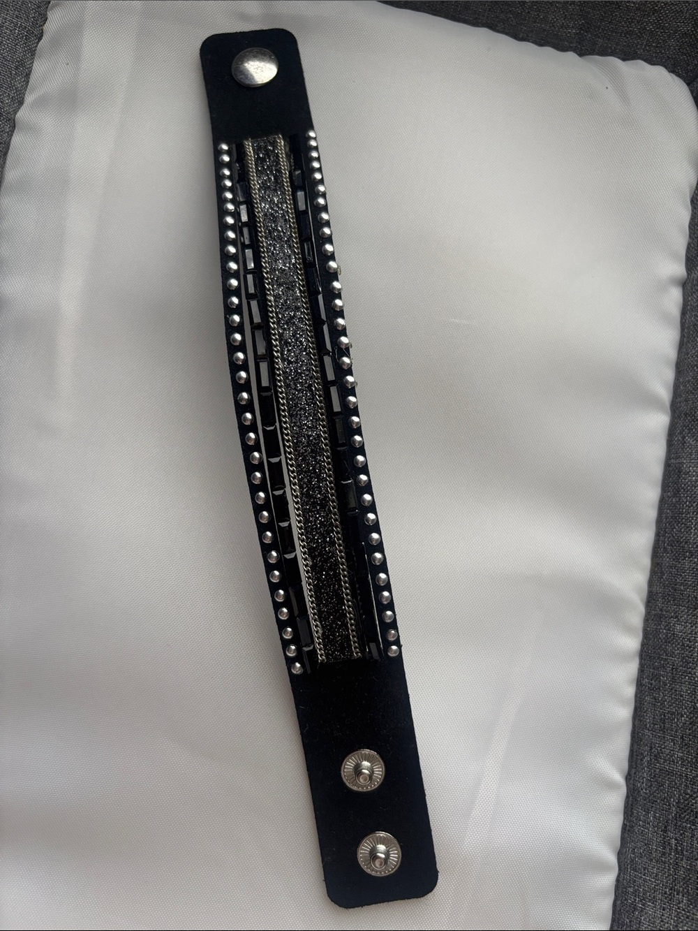 paparazzi Black Leather Multi-Chain Stud Cuff Bracelet